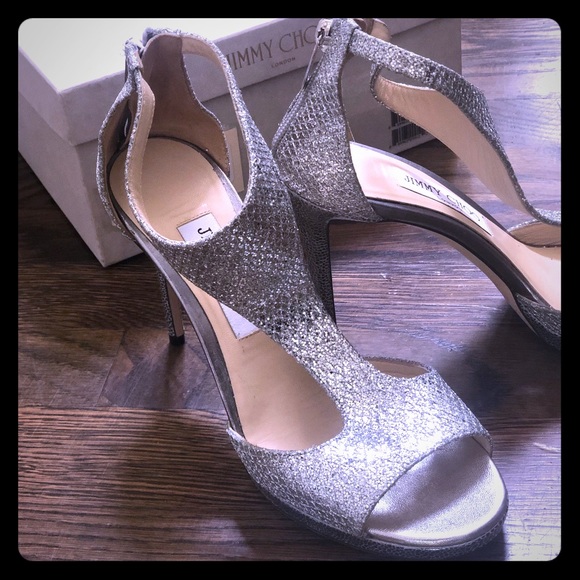 Gorgeous Jimmy Choo T Strap Lana Glitter 100 - Picture 1 of 6